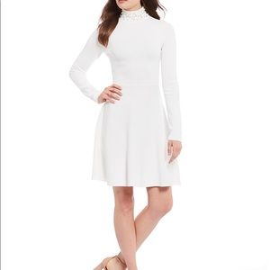 Eliza J Pearl Mock Neck Long Sleeve A-Line Dress